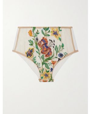 I.D Sarrieri Energy Flowers Embroidered Tulle Briefs - Multicolour