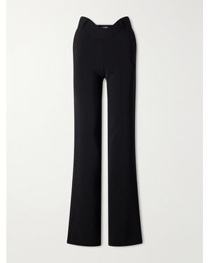 Jean Paul Gaultier Wavy Crepe Mid-Rise Wide-Leg Trousers - Blue