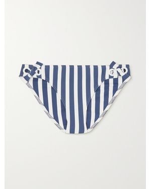Eres Samba Vida Eyelet-Embellished Striped Bikini Briefs - Blue