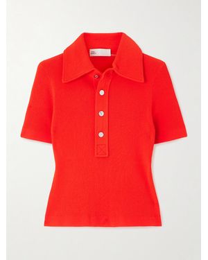 Tory Burch Slim-Fit Ribbed Texture Polo Shirt - Rot