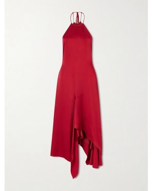 Victoria Beckham Satin Halterneck Midi Dress - Red
