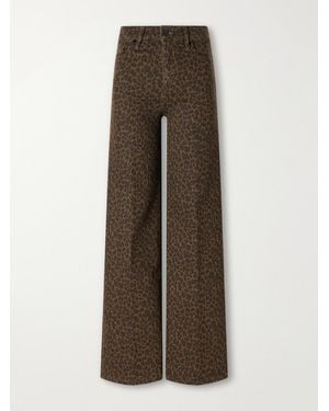 FRAME Le Slim Palazzo Leopard-Print High-Rise Flared Jeans - Natural