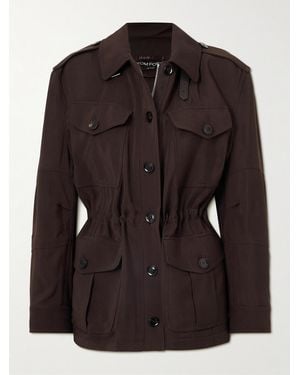 Tom Ford Leather-Trimmed Twill Jacket - Black