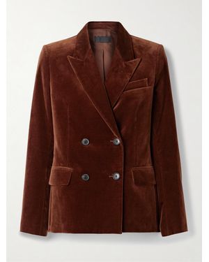 Nili Lotan Veda Double-Breasted Cotton-Blend Velvet Blazer - Brown