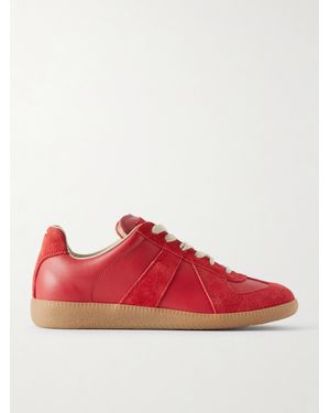 Maison Margiela Replica Leather And Suede Trainers - Red