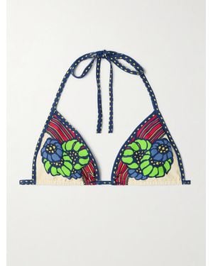La DoubleJ Printed Triangle Bikini Top - Blue