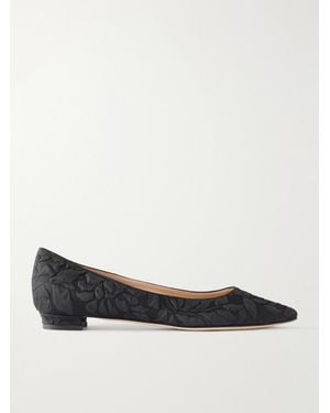 Manolo Blahnik Emilia Wickstead Jacquard Point-Toe Flats - Black