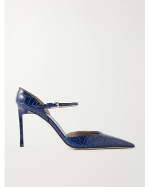 Tom Ford 85 Croc-Embossed Leather Court Shoes - Blue
