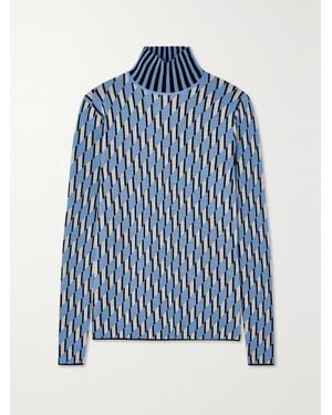 Zankov Raven Merino Wool-Jacquard Turtleneck Jumper - Blue