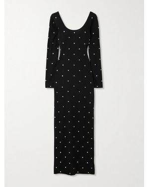 Versace Crystal-Embellished Wool Maxi Dress - Black