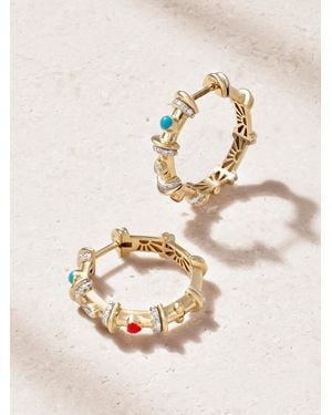 L'Atelier Nawbar Milky Way 18-Karat, Diamond And Enamel Hoop Earrings - Natural