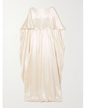 Huishan Zhang Lea Belted Cape-Effect Satin Gown - Natural