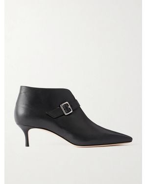 Manolo Blahnik Mendiola 50 Buckled Leather Ankle Boots - Black