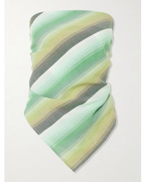 Marrakshi Life Triangle Strapless Striped Cotton-Blend Top - Green