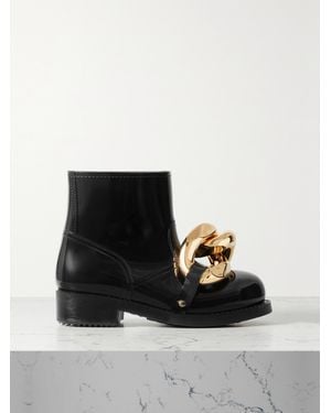 JW Anderson Chain-Embellished Glossed-Rubber Rain Boots - Black