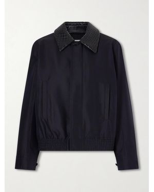 Bottega Veneta Intrecciato Leather-Trimmed Canvas Jacket - Blue