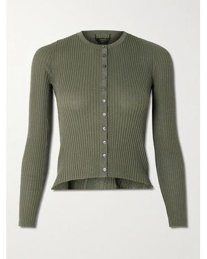 Leset Blake Ribbed Lurex Cardigan - Green