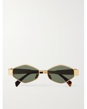 Celine Triomphe Goldfarbene Sonnenbrille Mit Sechseckigem Rahmen - Grün