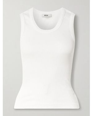 Agolde Poppy Ribbed Stretch Organic Cotton And Lyocell-Blend Jersey Tank - White