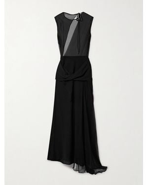 TOVE Esme Mehrlagiges Maxikleid Aus Seidenchiffon Und Woll-Crêpe - Schwarz
