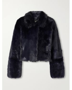 Nour Hammour Cameron Cropped Shearling Jacket - Blue