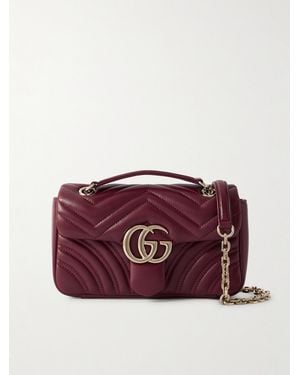 Gucci Gg Marmont 2.0 Quilted Leather Shoulder Bag - Purple