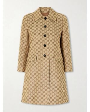 Gucci Gg-Jacquard Cotton-Blend Canvas Coat - Natural