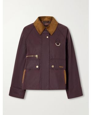 Barbour Cottingham Corduroy-Trimmed Waxed Cotton-Canvas Jacket - Purple