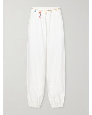 Stella McCartney Embellished Cotton-Crepe Trousers - White