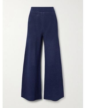Eres Bayadere Goeland Open-Knit Cotton-Blend Wide-Leg Trousers - Blue