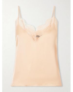 Anine Bing Mael Lace-Trimmed Silk-Blend Blouse - Natural