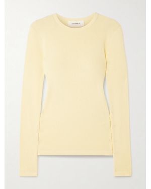Lisa Yang Vivian Ribbed Cotton And Cashmere-Blend T-Shirt - Natural