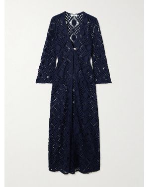 SARA CRISTINA Nerea Strandkleid Aus Gehäkelter Baumwolle Mit Perle - Blau