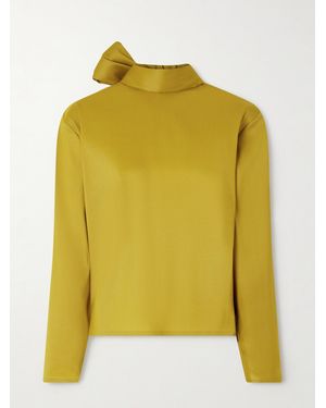 Saint Laurent Scarf-Detailed Silk-Blend Organza Blouse - Yellow