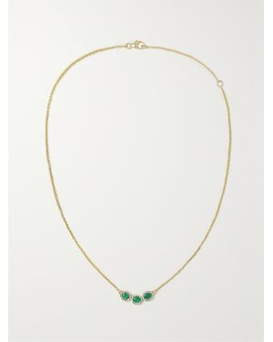 AMRAPALI LONDON Rhodium-Plated 18-Karat, Emerald And Diamond Necklace - White