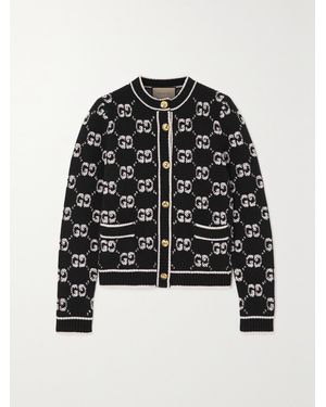Gucci Embroidered Monogram Cardigan - Black