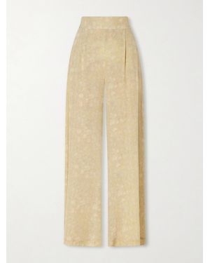 Cortana Ada Printed Silk-Satin Wide-Leg Pants - Natural
