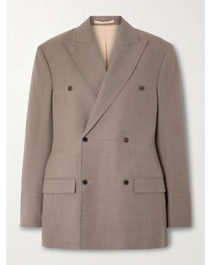 Carven Double-Breasted Wool Blazer - Brown