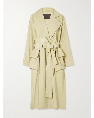 16Arlington Cinzia Belted Suede Trench Coat - Natural