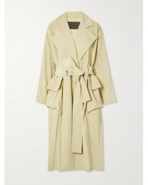 16Arlington Cinzia Trenchcoat Aus Veloursleder Mit Bindegürtel - Natur