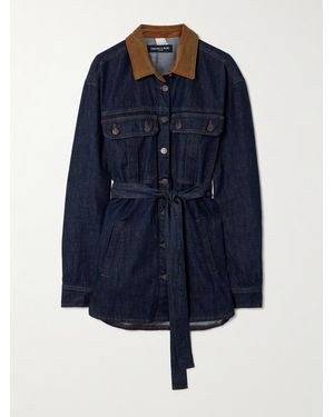 Veronica Beard Mikaela Jeansjacke Mit Cordbesatz Und Bindegürtel - Blau