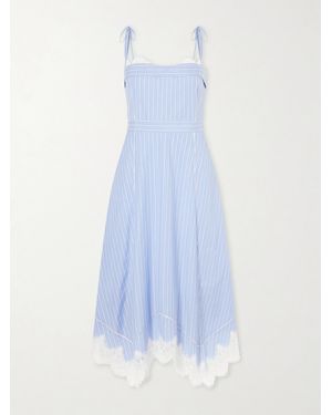 Jonathan Simkhai Avaleigh Lace-Trimmed Cotton Midi Dress in Blue | Lyst