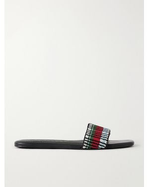 STAUD Da Adolfo Tove Beaded Leather Slides - White