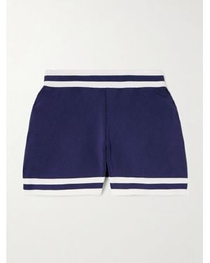 Rabanne Logo-Intarsia Striped Ribbed-Knit Shorts - Blue