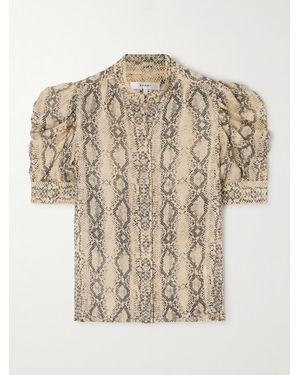 FRAME Gillian Snake-Print Silk-Chiffon Shirt - Natural