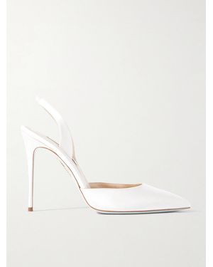 Aquazzura So Nude 105 Satin Slingback Pumps - White