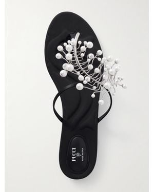 PUCCI Embellished Satin Flip Flops - Black