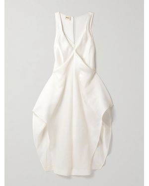 KHAITE Kenith Draped Cotton-Taffeta Gown - White
