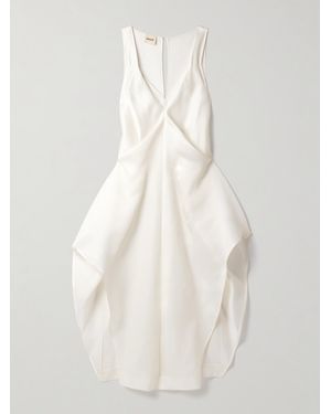 KHAITE Kenith Draped Cotton-Taffeta Gown - White