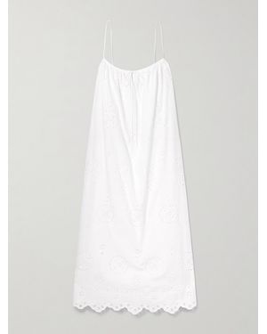 Matteau Tie-Detailed Scalloped Broderie Anglaise Cotton Midi Dress - White